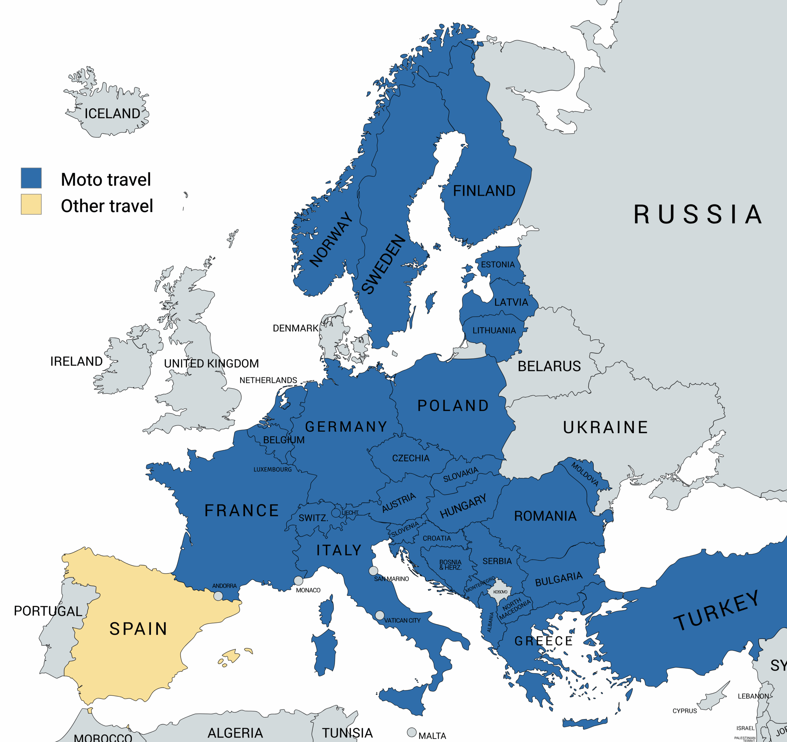 Mappa dei paesi visitati